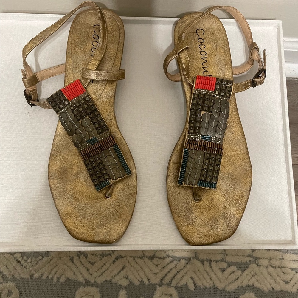 Coconuts Gold beaded Sandals